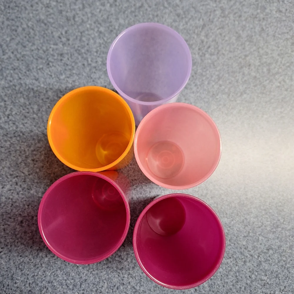 Tupperware 16oz Tumblers, #5107L-8,-4,-11,-14-12 Vintage, Set of 5